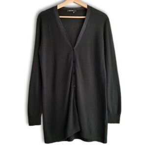 MARC AUREL \ V-Neck Button Down Fine Knit Long Cardigan Black Sz M | Eu 40